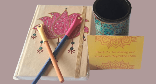 Image of penbox,thankyou card,pen and diary